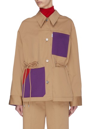 Main View - Click To Enlarge - PORTSPURE - 'Safari' contrast pocket drawstring waist jacket