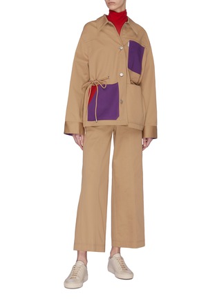 Figure View - Click To Enlarge - PORTSPURE - 'Safari' contrast pocket drawstring waist jacket