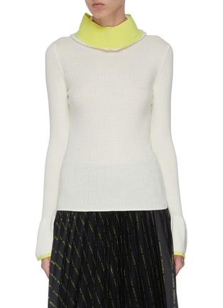 Main View - Click To Enlarge - PORTSPURE - Contrast ribbed snood turtleneck sweater
