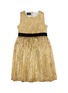Main View - Click To Enlarge - OSCAR DE LA RENTA - Belted metallic plissé sleeveless flared dress