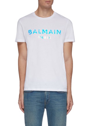 Main View - Click To Enlarge - BALMAIN - Metallic hologram-effect logo print T-shirt