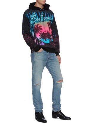 Figure View - Click To Enlarge - BALMAIN - Palm trees graphic print hoodie