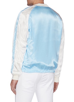 Back View - Click To Enlarge - BALMAIN - Logo embroidered panelled satin bomber jacket