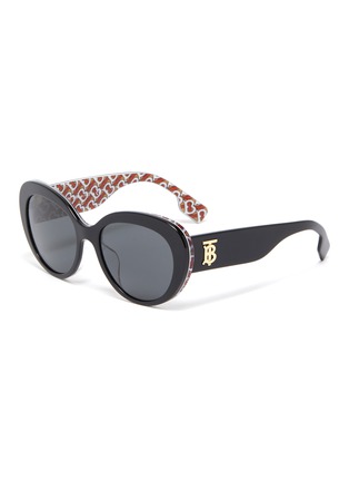 Main View - Click To Enlarge - BURBERRY - Acetate Frame Bold Temple Cat Eye Sunglasses