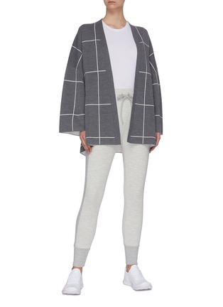 Figure View - Click To Enlarge - NINETY PERCENT - Double face check belted cardigan