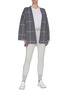Figure View - Click To Enlarge - NINETY PERCENT - Double face check belted cardigan