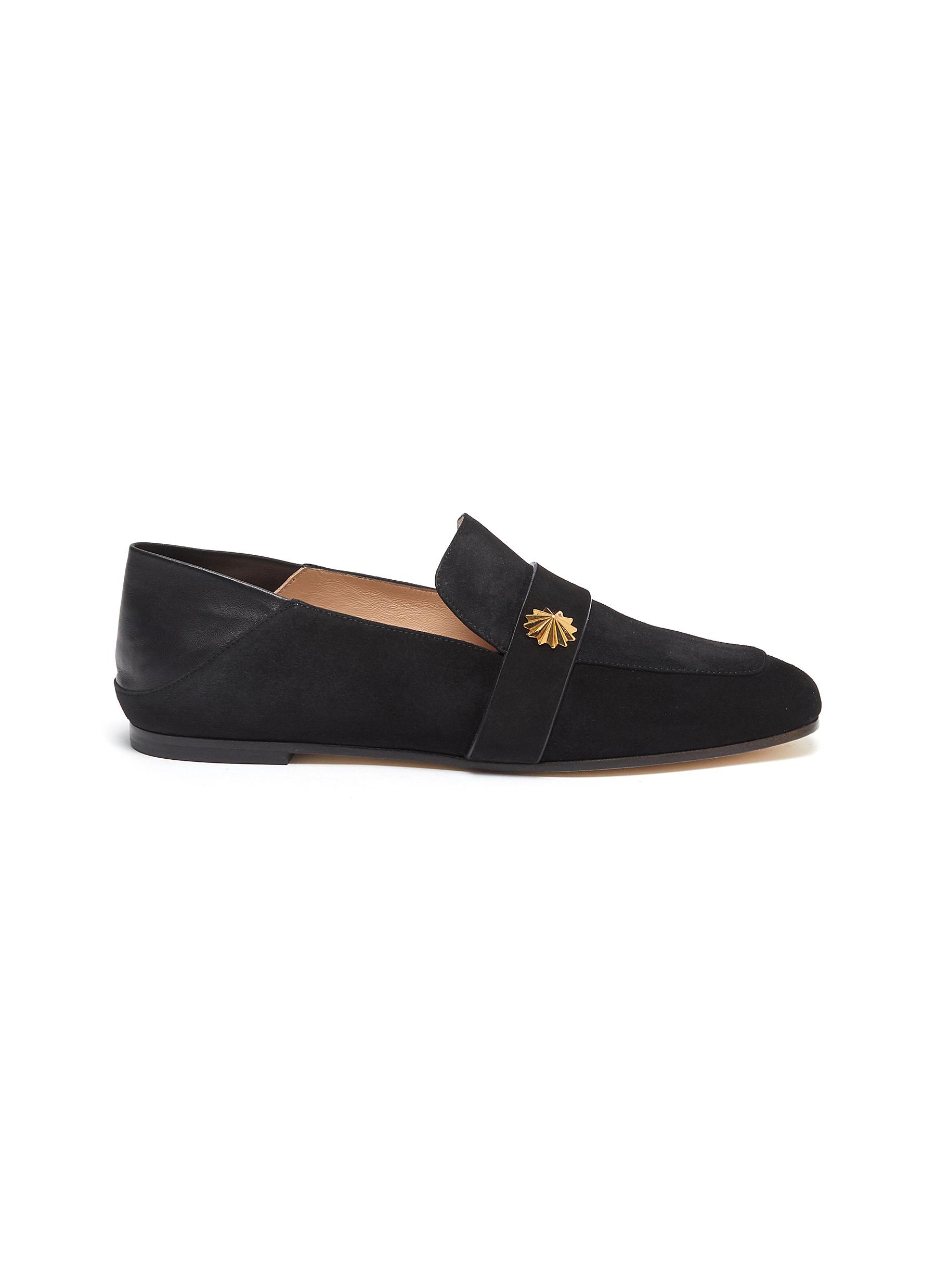 suede loafers womens black