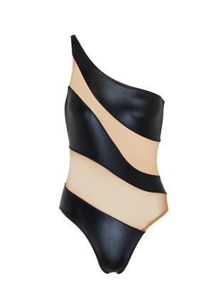 Main View - Click To Enlarge - NORMA KAMALI - Mesh panel leather one-piece swimsuit