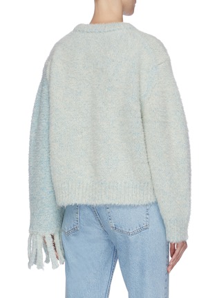 Back View - Click To Enlarge - SHORT SENTENCE - Colourblock sleeve tassel cuff sweater