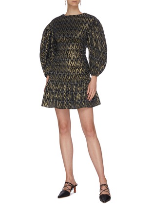 Figure View - Click To Enlarge - RHODE RESORT - 'Donna' metallic lurex ruffle hem dress