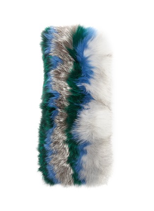 Detail View - Click To Enlarge - ISLA - Colourblock stripe fox fur scarf