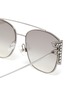 Detail View - Click To Enlarge - FENDI - Embellished F logo double bridge metal frame aviator sunglasses