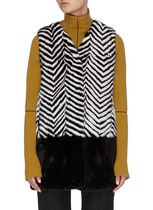 Main View - Click To Enlarge - LECOTHIA - Contrast panel zebra print mink fur vest