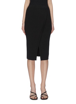Main View - Click To Enlarge - CRUSH COLLECTION - Asymmetric front slit wrap rib skirt