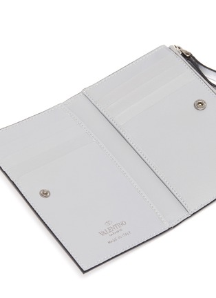 Detail View - Click To Enlarge - VALENTINO GARAVANI - Valentino Garavani VLOGO embellished metallic leather card case