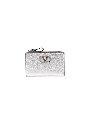 Main View - Click To Enlarge - VALENTINO GARAVANI - Valentino Garavani VLOGO embellished metallic leather card case
