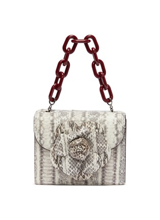 Main View - Click To Enlarge - OSCAR DE LA RENTA - 'Mini Tro' floral motif snakeskin leather shoulder bag