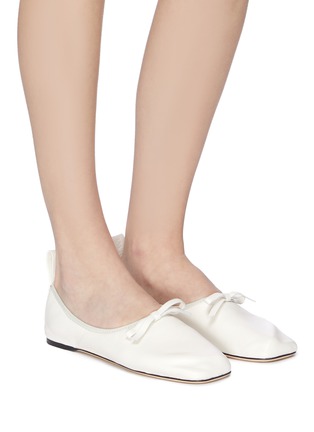 Figure View - Click To Enlarge - LOEWE - Bow embellished ballerina leather flats