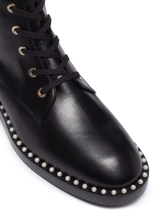 Detail View - Click To Enlarge - STUART WEITZMAN - 'Sondra' faux pearl leather combat boots