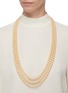  - LANE CRAWFORD VINTAGE ACCESSORIES - Pearl chain diamanté clasp 3 strand necklace