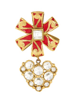 Main View - Click To Enlarge - LANE CRAWFORD VINTAGE ACCESSORIES - Christian Lacroix diamanté heart motif brooch