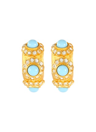 Main View - Click To Enlarge - LANE CRAWFORD VINTAGE ACCESSORIES - Cadoro faux turquoise and diamanté earrings