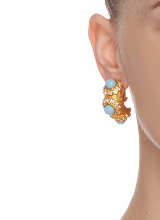 Figure View - Click To Enlarge - LANE CRAWFORD VINTAGE ACCESSORIES - Cadoro faux turquoise and diamanté earrings