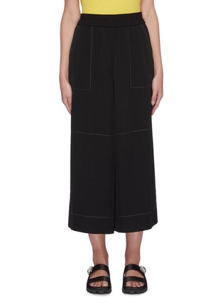 Main View - Click To Enlarge - ACNE STUDIOS - Wide leg contrast stitch elastic waist twill pants
