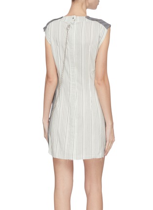 Back View - Click To Enlarge - ACNE STUDIOS - Paneled pinstripe chain detail sleeveless dress