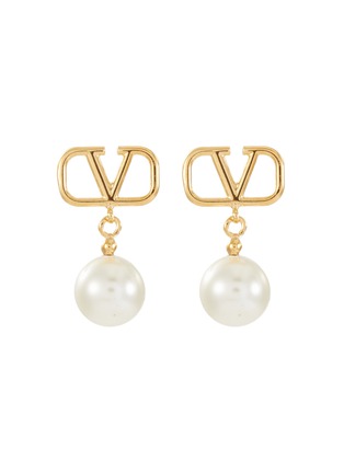 Main View - Click To Enlarge - VALENTINO GARAVANI - Valentino Garavani 'VLOGO' pearl drop earrings