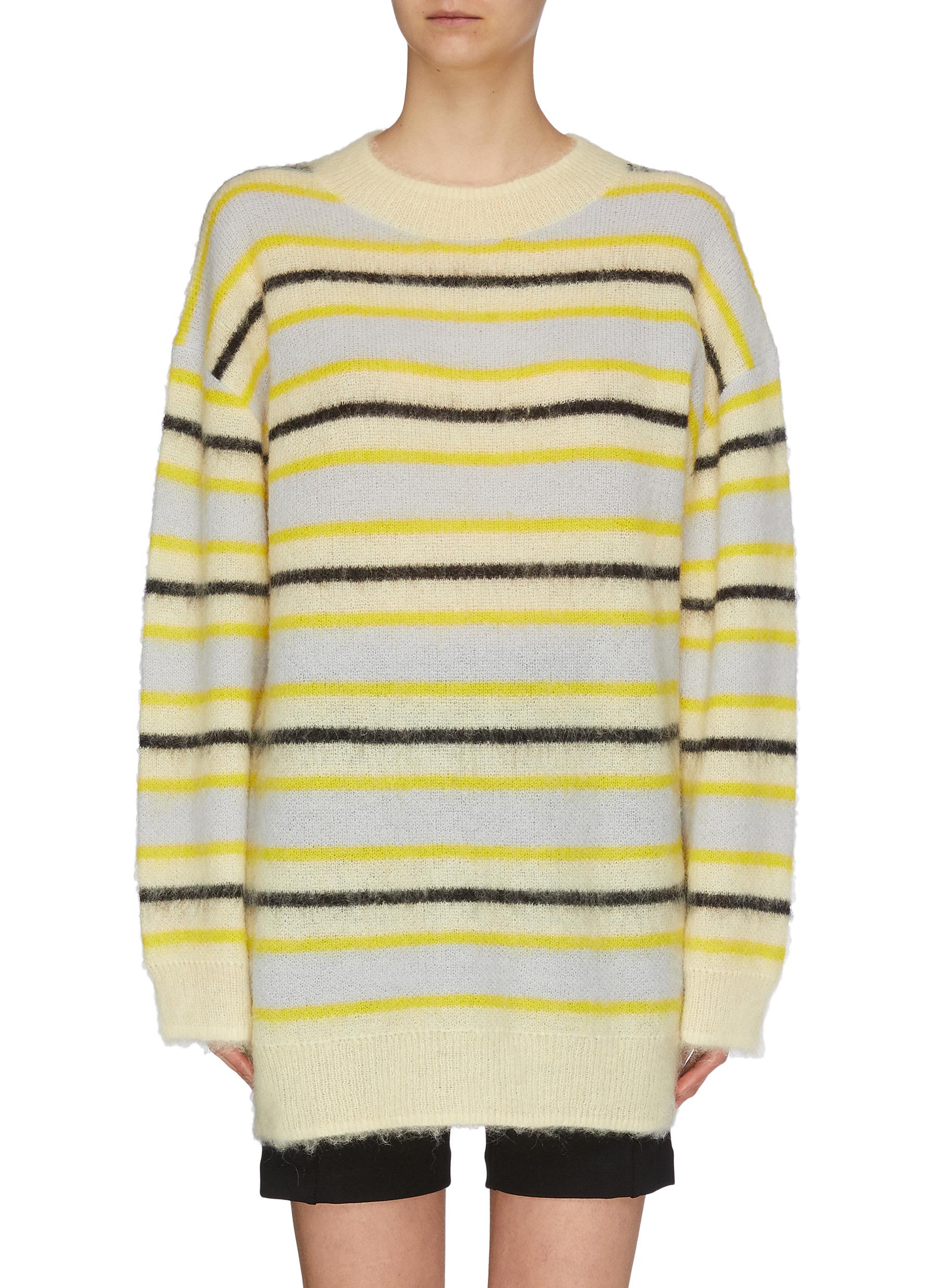 ACNE STUDIOS FLUFFY LONGLINE STRIPED SWEATER