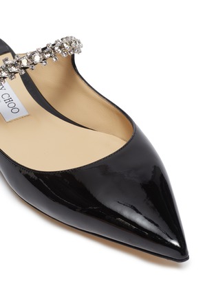 Detail View - Click To Enlarge - JIMMY CHOO - 'Bing Flat' crystal strap patent leather mules
