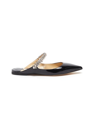 Main View - Click To Enlarge - JIMMY CHOO - 'Bing Flat' crystal strap patent leather mules