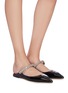 Figure View - Click To Enlarge - JIMMY CHOO - 'Bing Flat' crystal strap patent leather mules