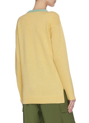 Back View - Click To Enlarge - LOEWE - Bi colour collar anagram wool sweater