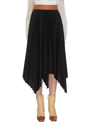 Main View - Click To Enlarge - LOEWE - Asymmetric belted pleated skirt