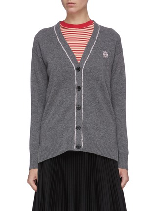 Main View - Click To Enlarge - LOEWE - Contrast stitch anagram wool cardigan