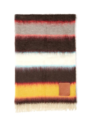 Main View - Click To Enlarge - LOEWE - Stripe fringe hem mohair blanket