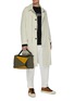 Figure View - Click To Enlarge - LOEWE - Logo suede stitch rib knit sweater