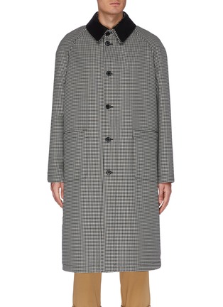 Main View - Click To Enlarge - LOEWE - Houndstooth Print Leather Collar Car Coat