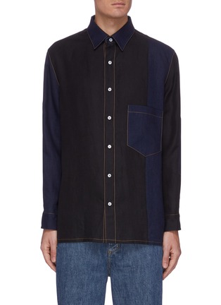Main View - Click To Enlarge - LOEWE - Panelled contrast stitch shirt