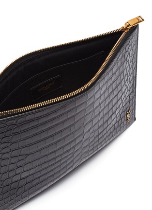 Detail View - Click To Enlarge - SAINT LAURENT - Patent crocodile leather pouch
