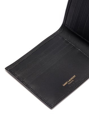 Detail View - Click To Enlarge - SAINT LAURENT - Logo plate croc-embossed leather bi fold wallet