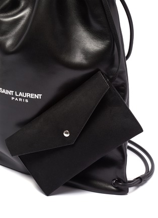 Detail View - Click To Enlarge - SAINT LAURENT - 'Teddy' drawstring backpack