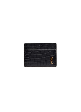 Main View - Click To Enlarge - SAINT LAURENT - Logo plate croc-embossed leather card holder