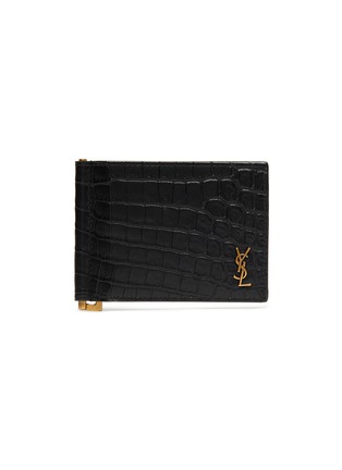 Main View - Click To Enlarge - SAINT LAURENT - 'YSL' money clip crocodile leather wallet