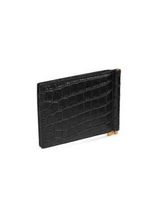 Figure View - Click To Enlarge - SAINT LAURENT - 'YSL' money clip crocodile leather wallet