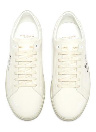Detail View - Click To Enlarge - SAINT LAURENT - Logo embroidered low top sneakers