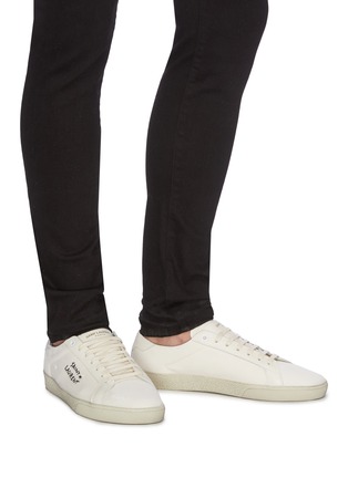 Figure View - Click To Enlarge - SAINT LAURENT - Logo embroidered low top sneakers
