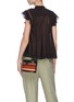 Figure View - Click To Enlarge - HUNTING SEASON - 'The Round Trunk' stripe leather shoulder bag